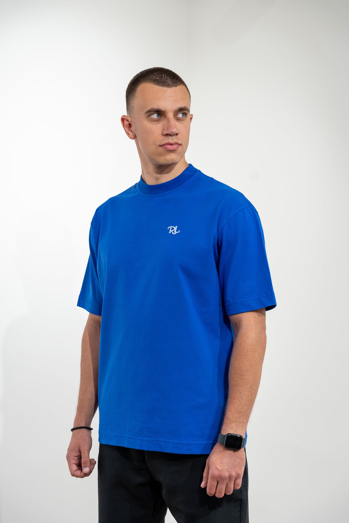 Unisex oversized modré tričko Rolles z ťažšej prémiovej bavlny