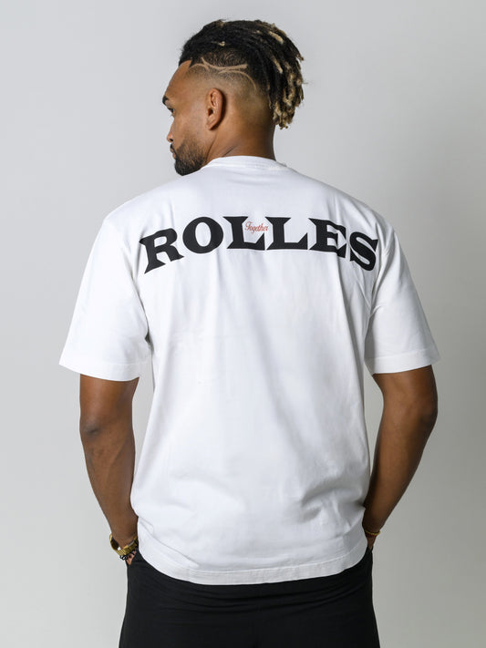 Unisex oversized biele tričko Rolles z ťažšej prémiovej bavlny