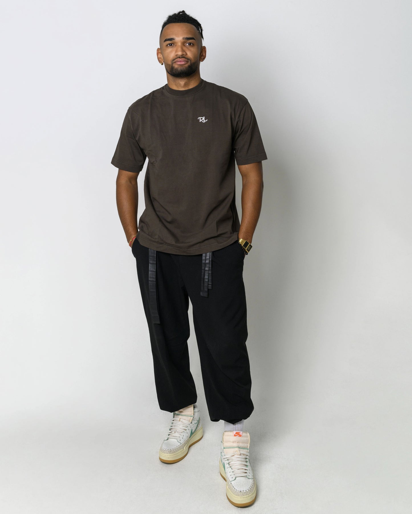 Unisex oversized hnedé tričko Rolles z ťažšej prémiovej bavlny
