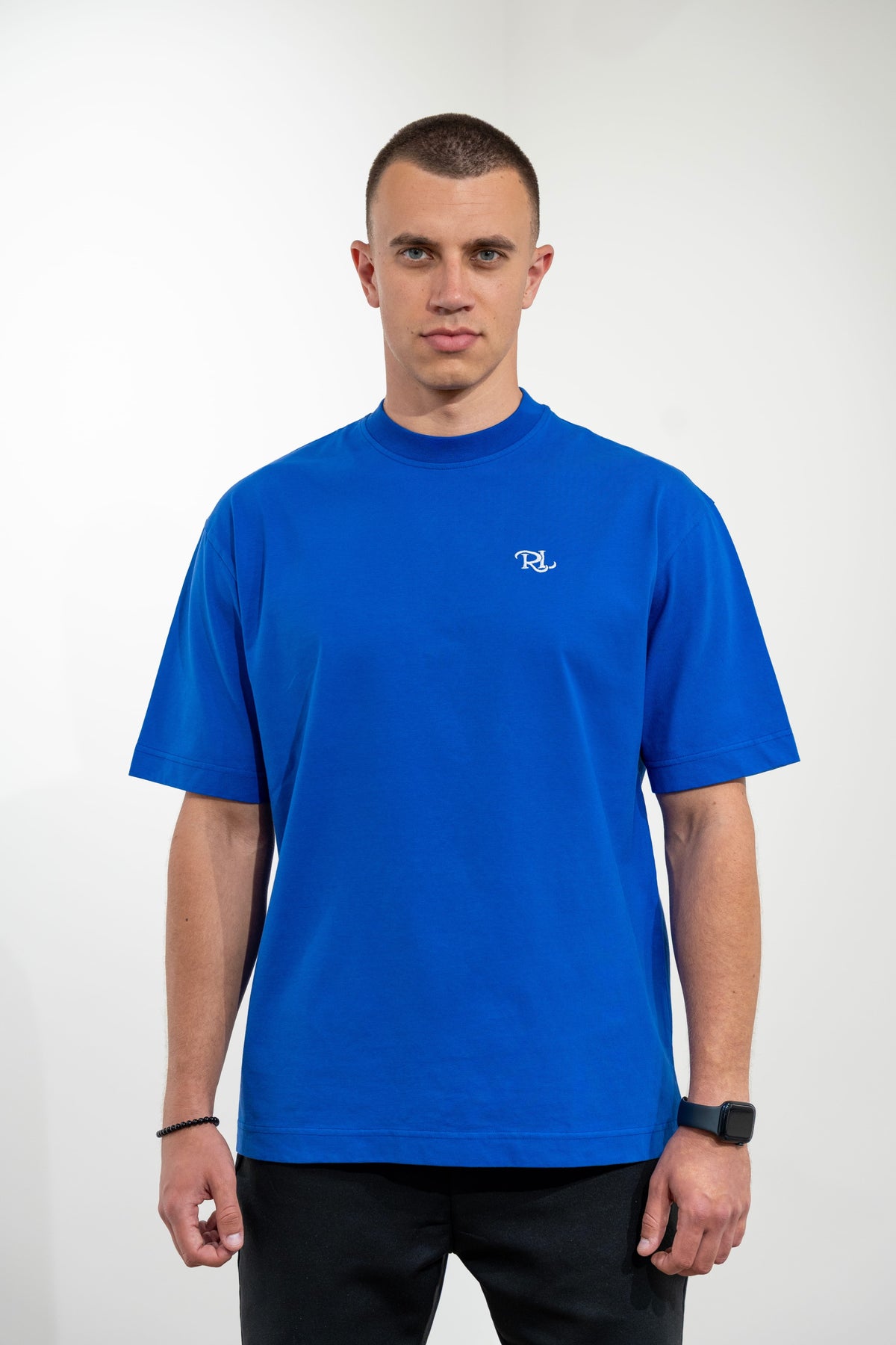 Unisex oversized modré tričko Rolles z ťažšej prémiovej bavlny