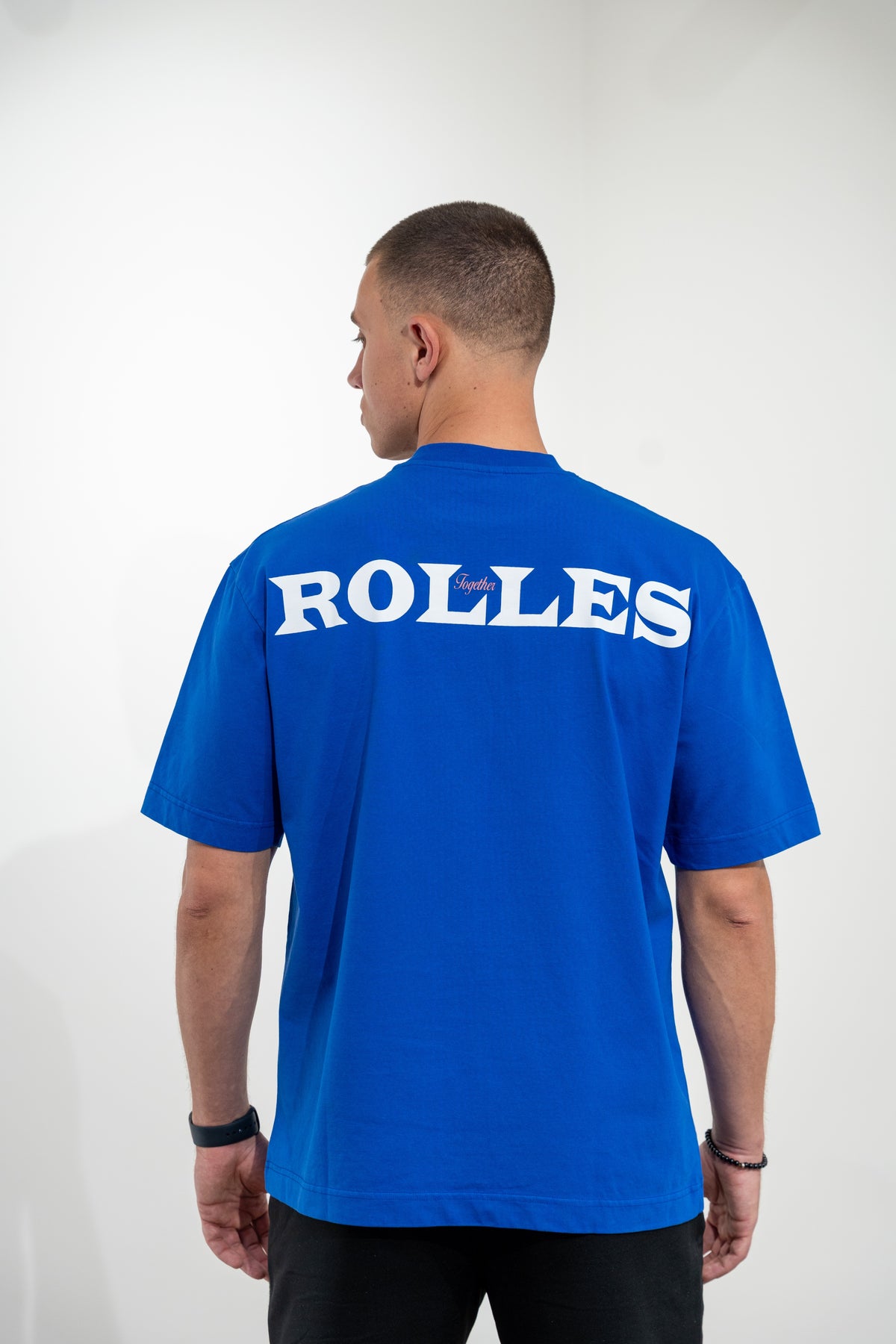 Unisex oversized modré tričko Rolles z ťažšej prémiovej bavlny