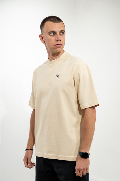 Unisex oversized béžové tričko Rolles z ťažšej prémiovej bavlny