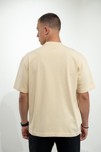 Unisex oversized béžové tričko Rolles z ťažšej prémiovej bavlny
