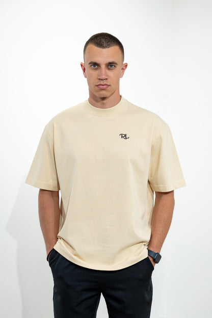 Unisex oversized béžové tričko Rolles z ťažšej prémiovej bavlny