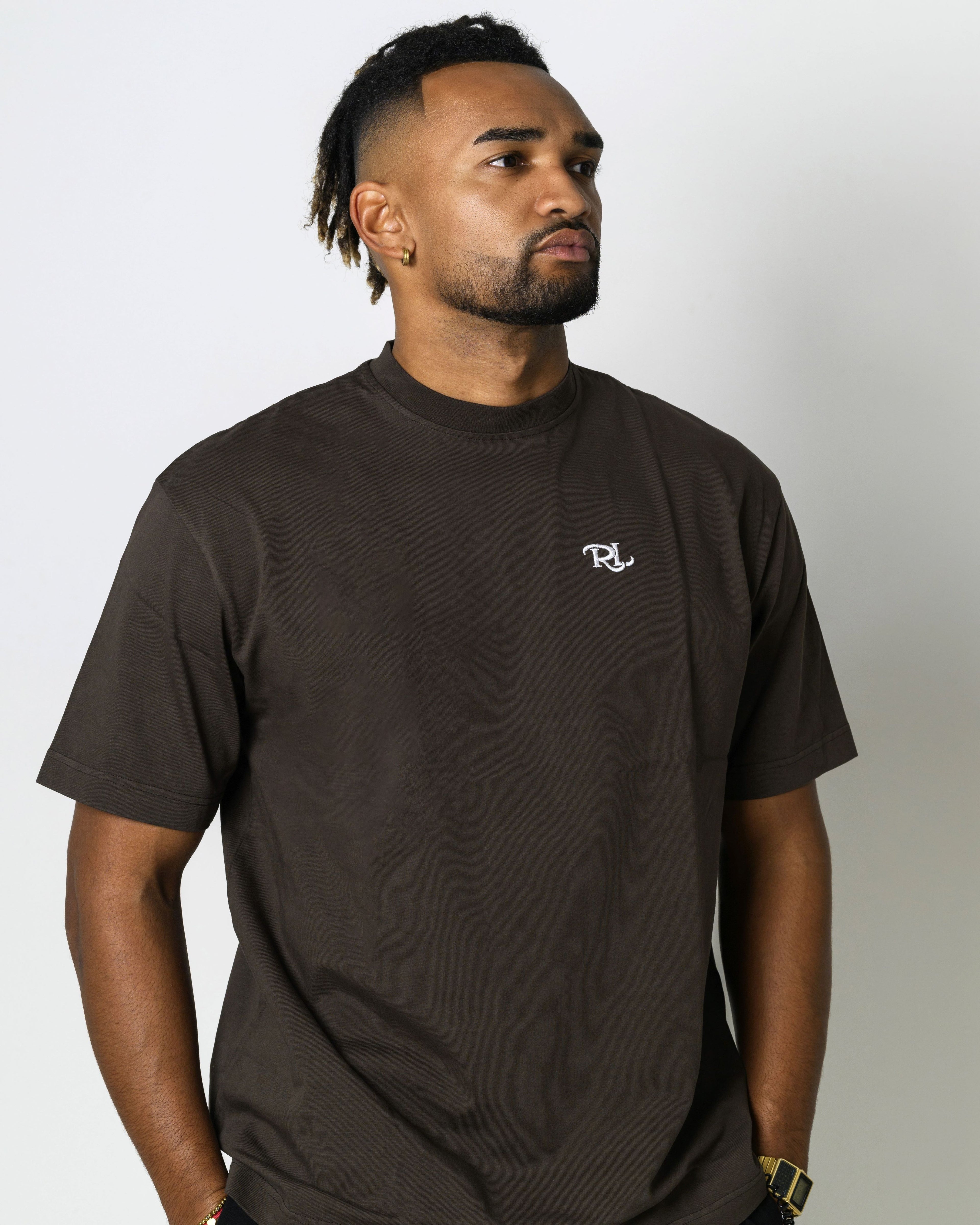 Unisex oversized hnedé tričko Rolles z ťažšej prémiovej bavlny